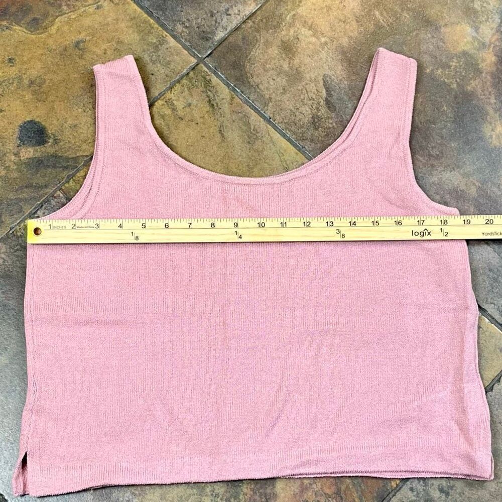 St. John Light Pink Ribbed Cropped Sleeveless Tank Top Medium - Picture 5 of 8